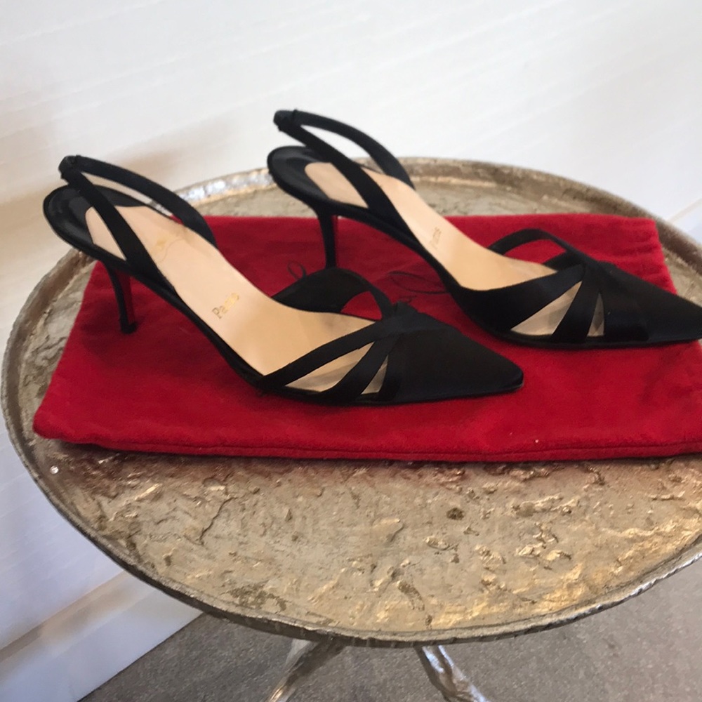 Christian Louboutin evening silk sling backs